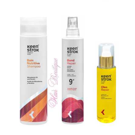 keen-strok-kit-reparator-pentru-par-deteriorat-sampon-nutritiv-250ml-bond-repair-9-secunde-250ml-oleo-repair-ulei-100ml